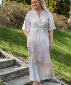 Hali, long dress - Beige/blue