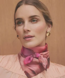 Joly, printed silk scarf - Coral print
