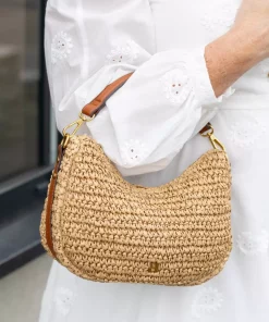 Raffia shoulder bag - Brown