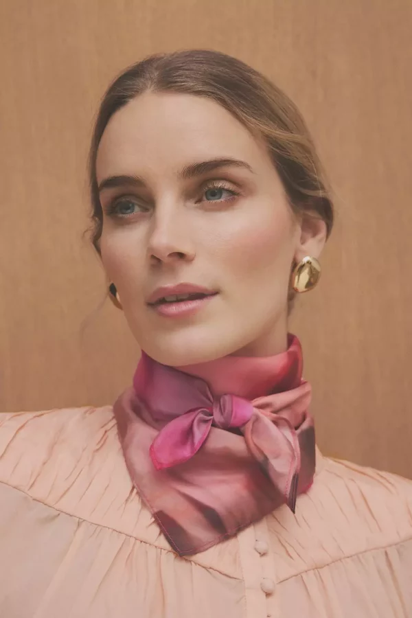 Joly, printed silk scarf - Coral print