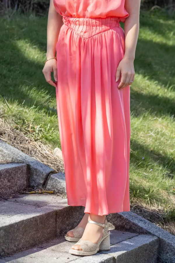 Scari, long skirt - Neon coral