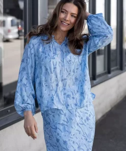 Anette bluse - Blue print