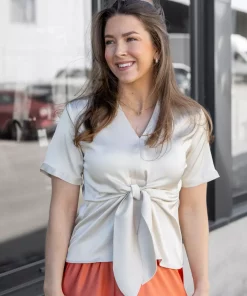 Blair blouse (short) - Porcelain