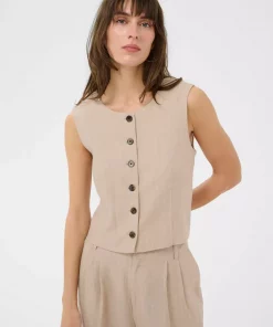 Azania waistcoat - Neutral pinstripe