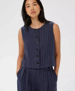 Azania Waistcoat - Blue night pinstripe