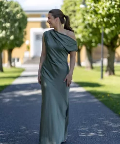 Vanessa Satin Dress - Agave green