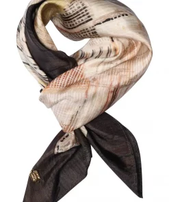 Joly, printed silk scarf - Multi beige