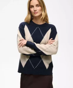 Sorayas pullover - Dark navy/french oak