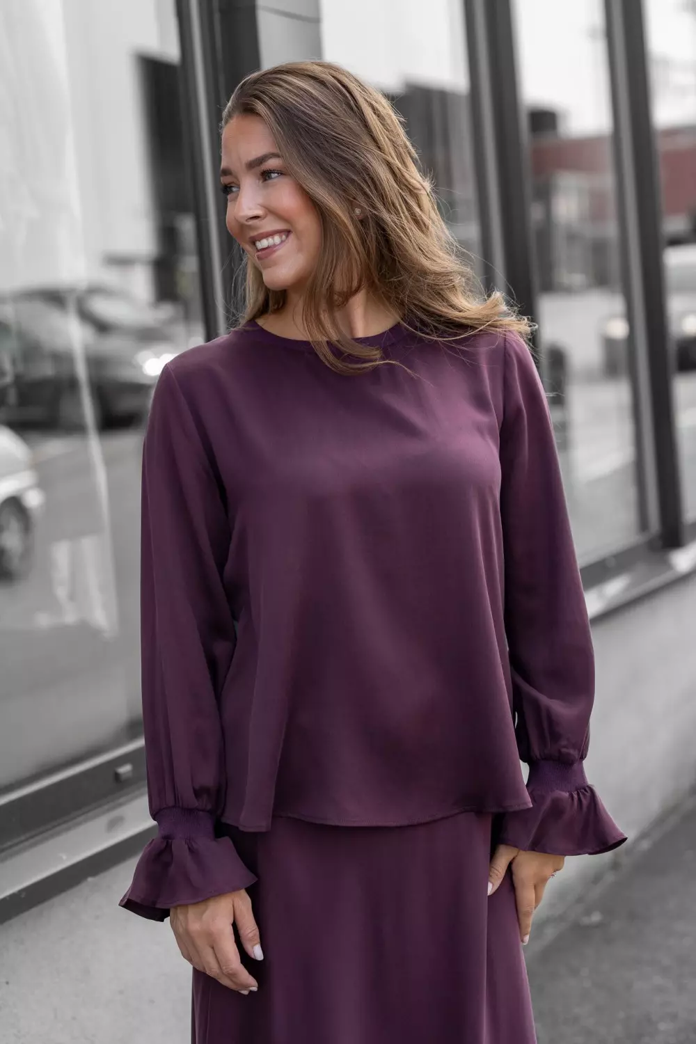 Dala silkebluse - Burgundy