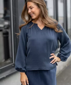 Anette silkebluse - Navy