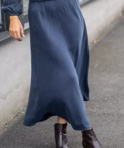 Margit silkeskjørt - Navy