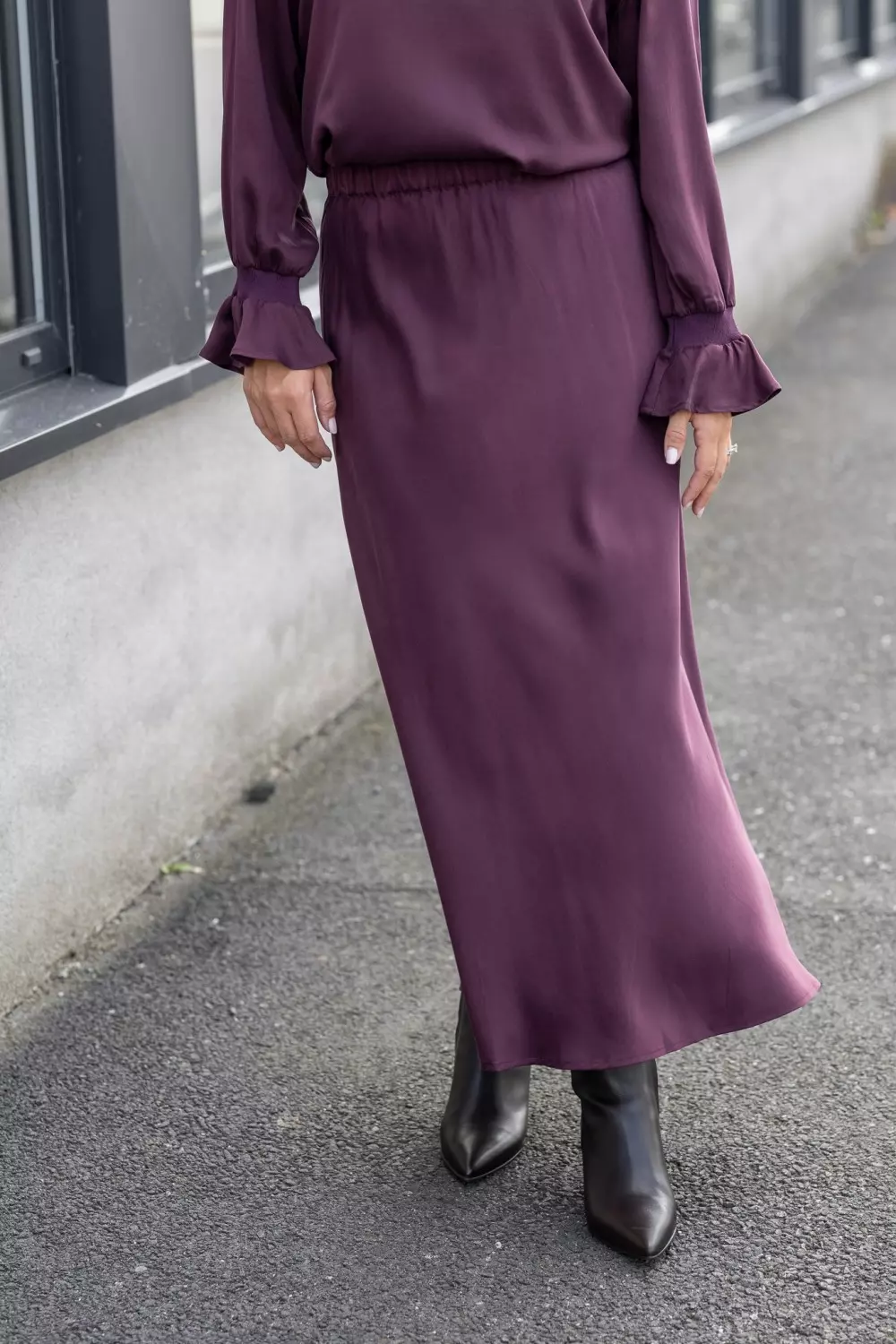 Margit silkeskjørt - Burgundy