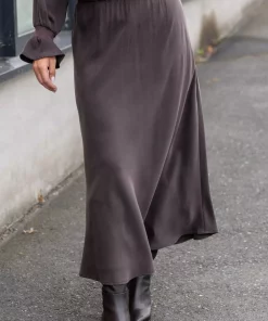 Margit silkeskjørt - Brown