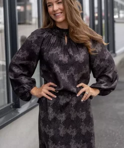 Mariann silkebluse - Brown print