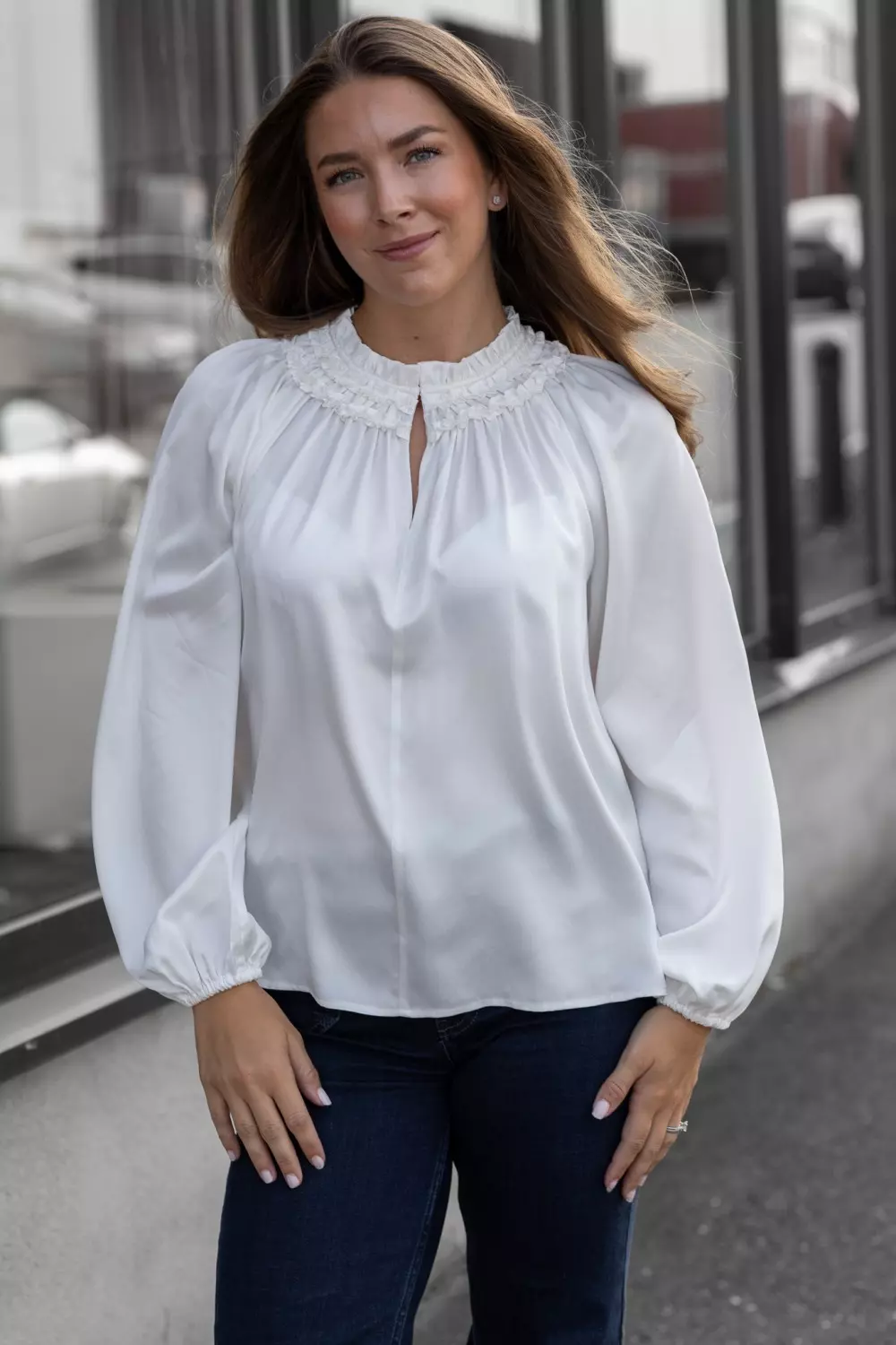 Mariann silkebluse - Offwhite