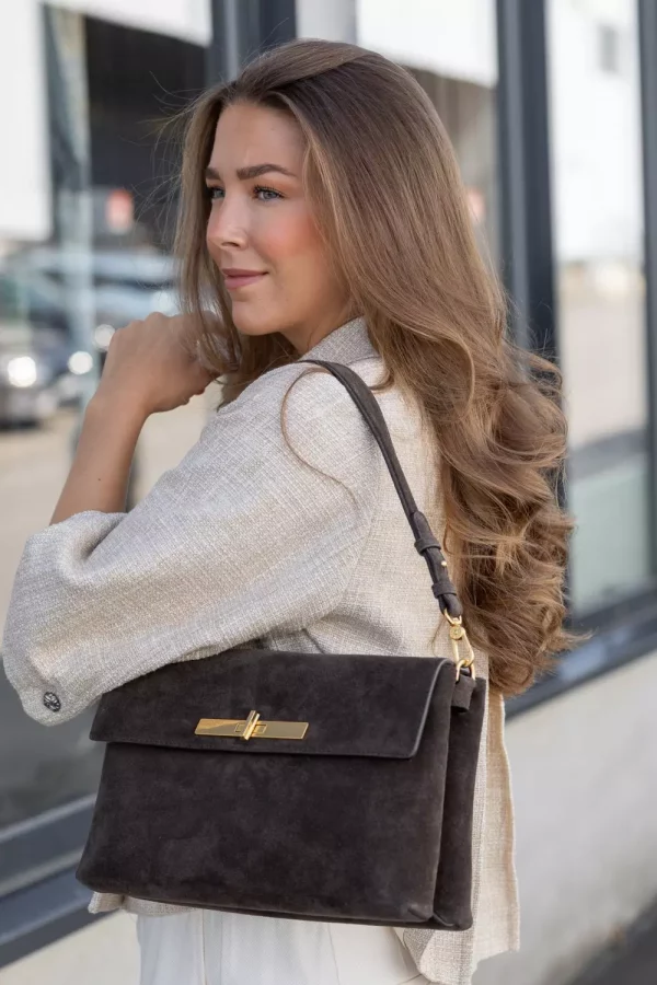 Twist shoulder bag - Suede dark brown