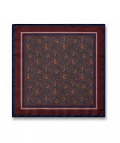 Greta silkeskjerf - Navy Paisley print