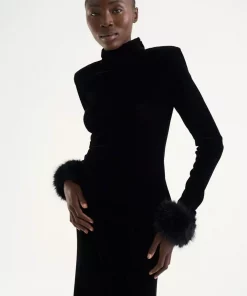 Diana Faux Fur Wrist Cuffs - Black