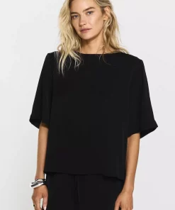 Leonie Satin Tee - Black