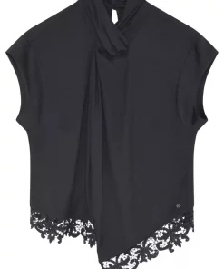 Allie, embroidery blouse - Black