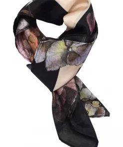 Joly, printed silk scarf - Black rose