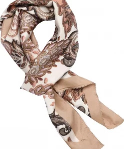 Jonita, printed silk scarf - Beige/brown