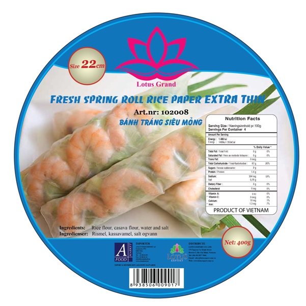 LOTUS rice paper 22cm (thin) 400g VN