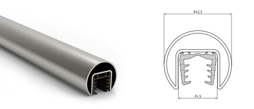 Håndrekke Elegant rund Ø42,5 pr meter