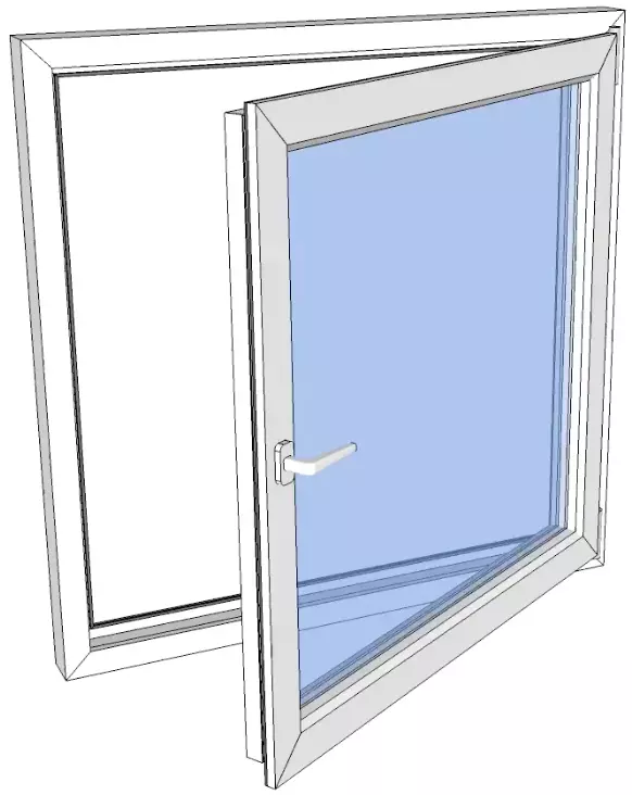 Vindu drei og vipp venstre PVC 790x990 2-lag glass pr stk