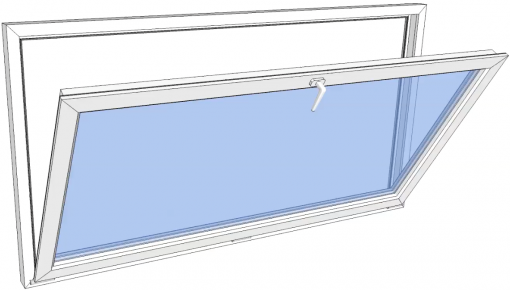 Vindu bunnhengslet PVC 990x590 2-lag glass pr stk