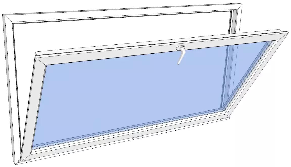 Vindu bunnhengslet PVC 1190x590 2-lag glass pr stk