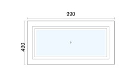 Fastkarm, 990x490, hvitmalt, 3-lag glass pr stk