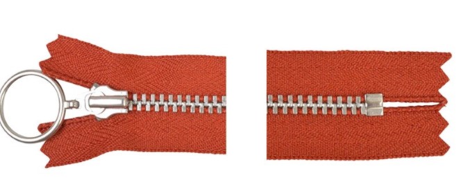 YKK Glidelås Aluminium Fast m/Ring 25cm 4mm Rust