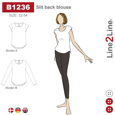 Line2Line B1236 Bluse med sliss i nakken , fast stoff