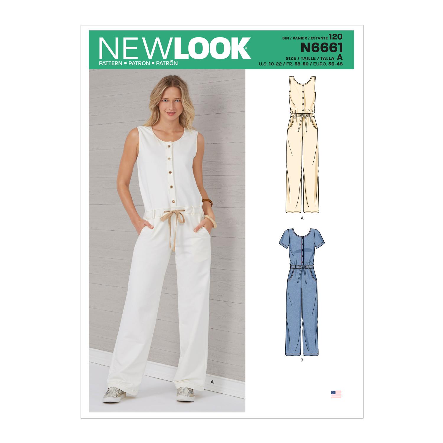 New Look Sewing Pattern N6661 Misses' Relaxed Fit Jumpsuit With Drawstring Waist