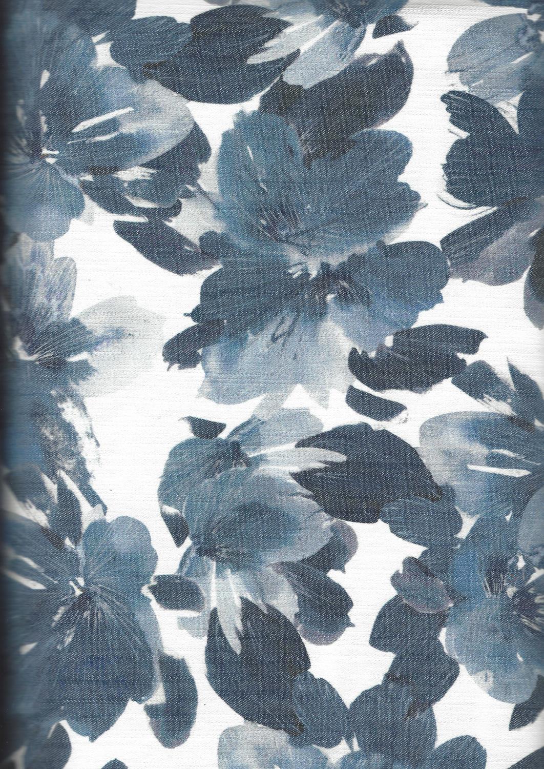 Bomull med strekk , blå blomstret  pris pr 10 cm