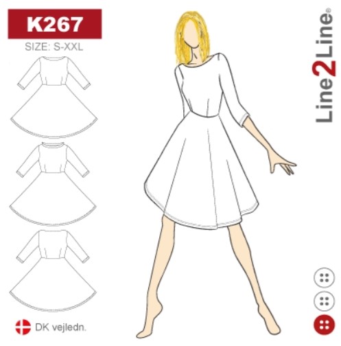 Line2line K267 Kjole med volangskjørt og båthals