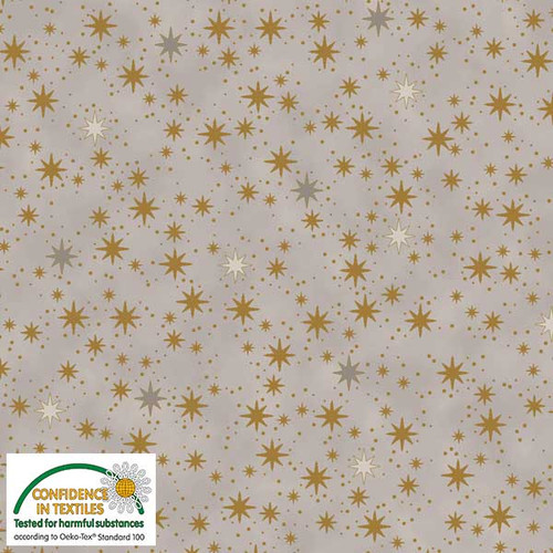 Bomull Star Sprinkle Small Stars Taup Gold
