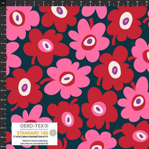 Avalana Jersey Rød og Rosa med Blomster