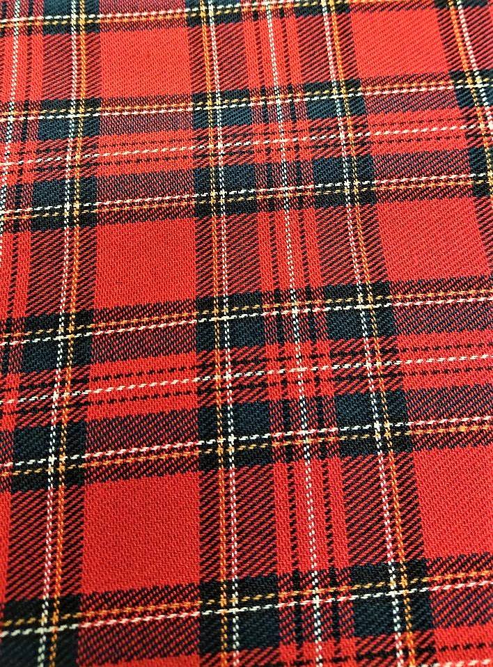 Rødt Skotsk rutet viscose/polyester med elastan