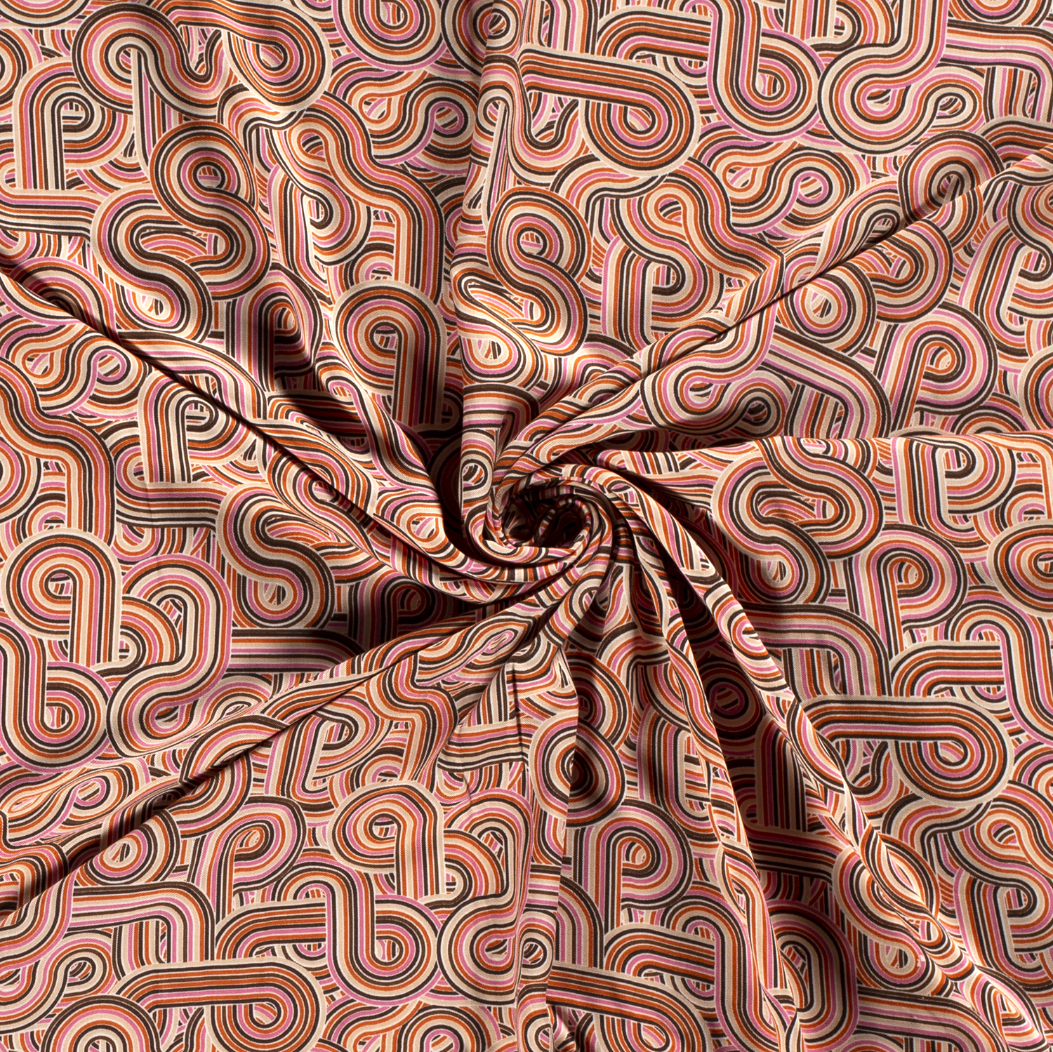 VISCOSE TWILL FABRIC PRINTED ABSTRACT WINE RED