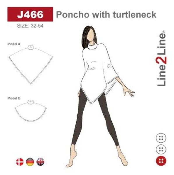 Line2Line J466 Poncho/Sjalevarmer med krage