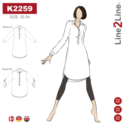 Line2Line K2259 Skjortekjole Med Stolpelukning