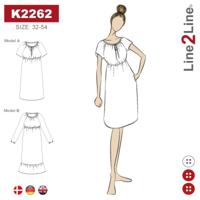 Line2Line K2262 Kjole Med Rynk Og Elastik