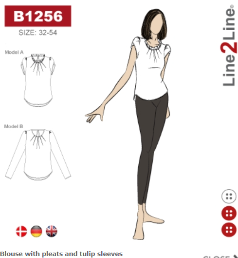Line2Line B1256 Bluse Med Læg Og Puf Tulipanærmer