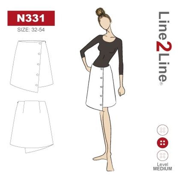 Line2Line N331 Assymmetrisk Nederdel Med Knapper