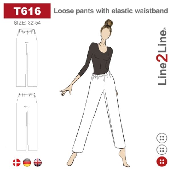 Line2Line T616 Løse Bukser Med Elastikk i Taljen Fast