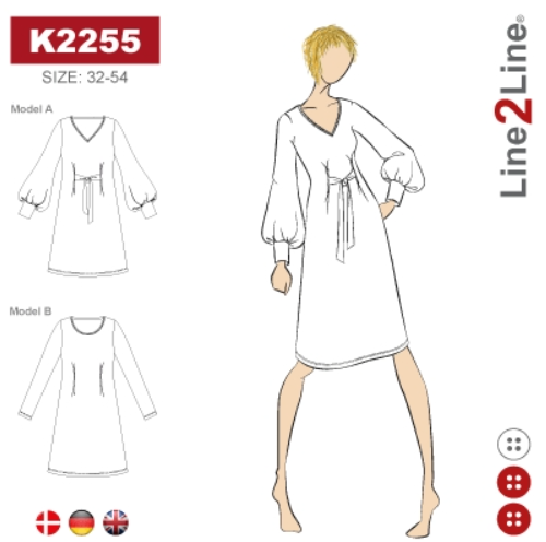 Line2Line K2255 Kjole Med Ballonarmer og Læg