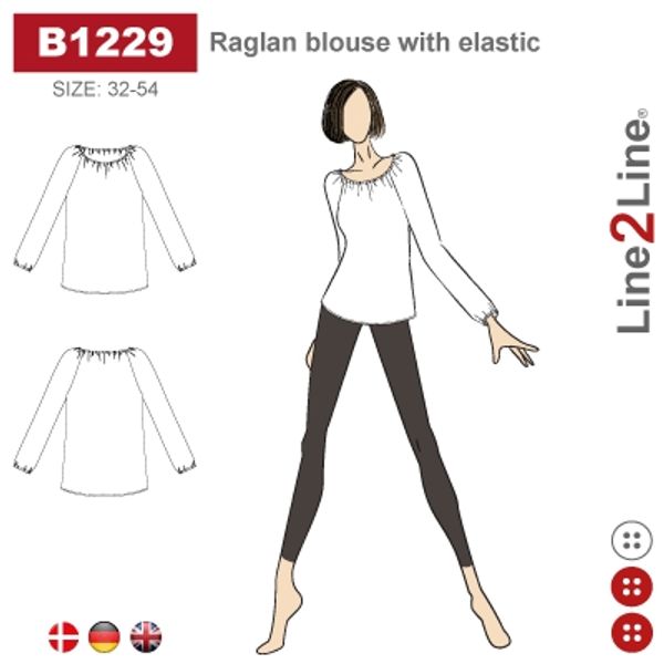 Line2Line B1229 Raglan Bluse Med Elastikk Fast
