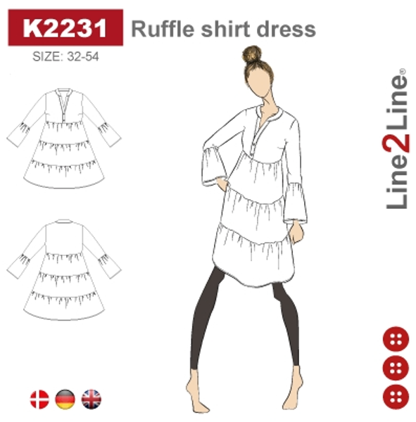 Line2Line K2231 Skjortekjole Med Flæser og Krage